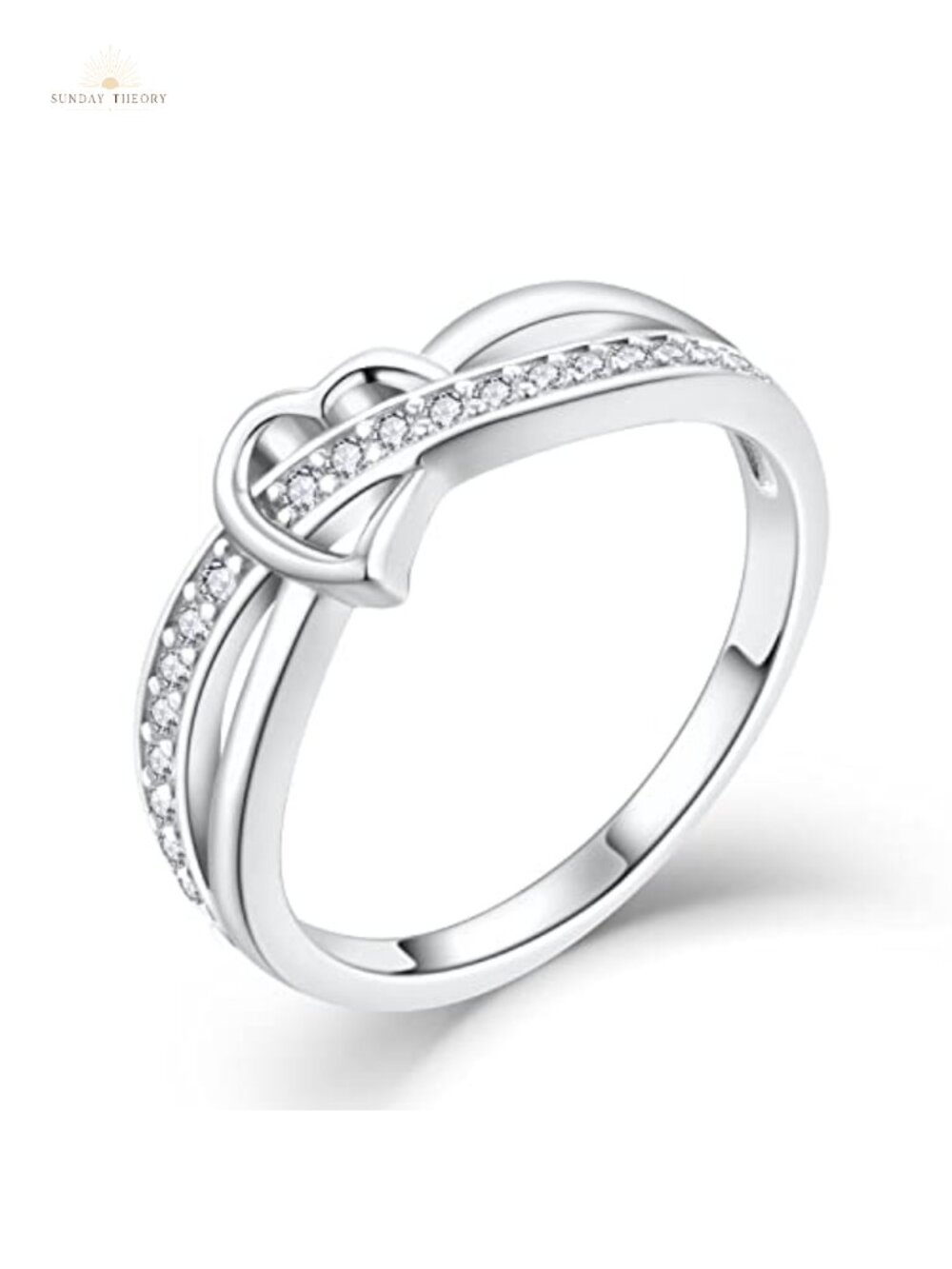 Sterling Silver Infinity Heart Ring CZ Promise Ring Size 6